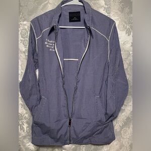 Twentyone Men  Blue & White Checkered Zip-Up Jacket w/ Contrast Stitching  Sz.M